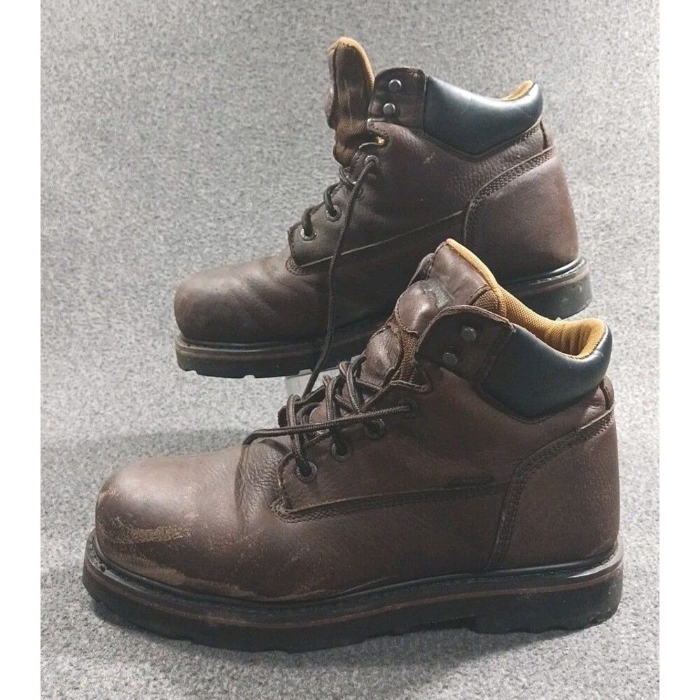 C.E. Schmidt Work Boot Men Size 12W Brown Leather Safety Steel Toe Waterproof
